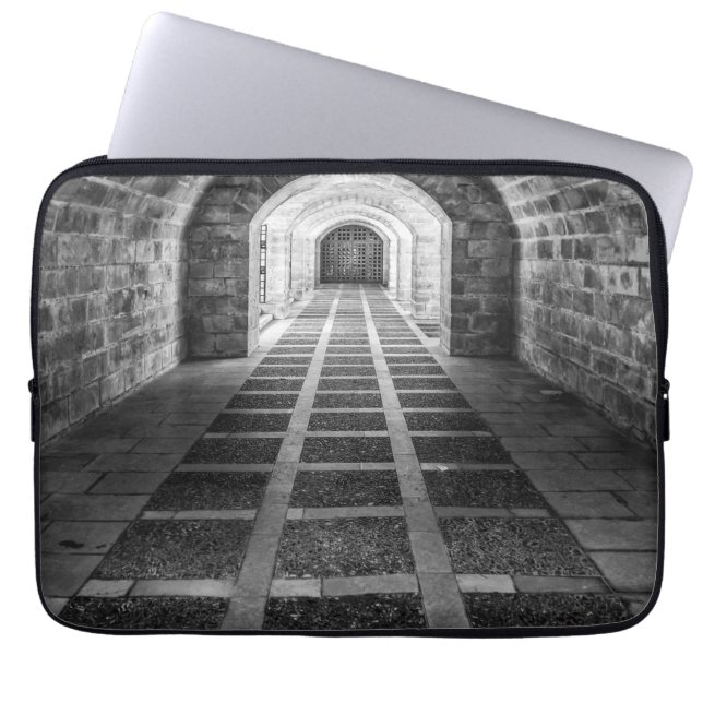 Symmetry in black and white laptop sleeve (Front)