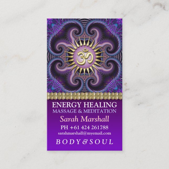Symmetry OM Yoga Meditation Business Card (Front)