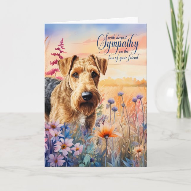 Sympathy Airedale Terrier Dog Wildflower Meadow Card (Front)