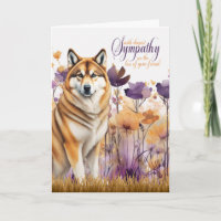 Sympathy Akita Dog Purple Wildflower Meadow