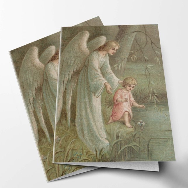 Sympathy Angels Catholic Sympathy Thank You Card (Angel Of Heaven Condolence Sympathy Catholic Religious Funeral Thank You card)