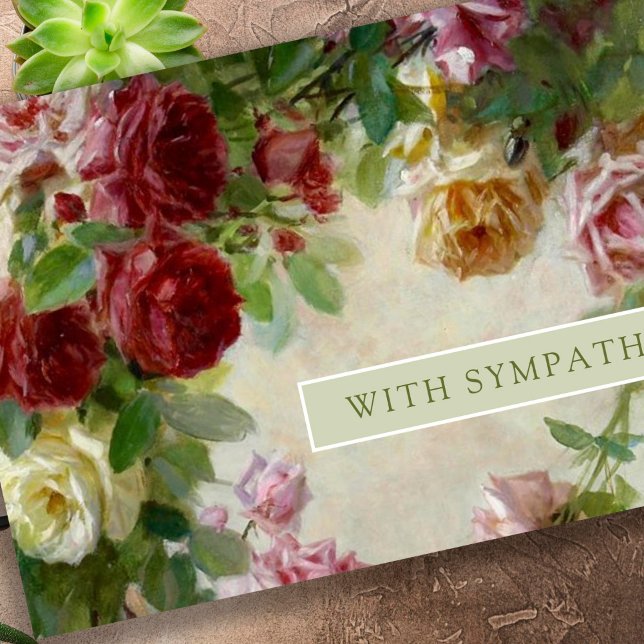 Sympathy Antique Roses Sorry For Your Loss Card (Antique Roses Bereavement Sorry For Your Loss Sympathy Cards)