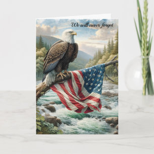 Sympathy Bald Eagle With American Flag  Card