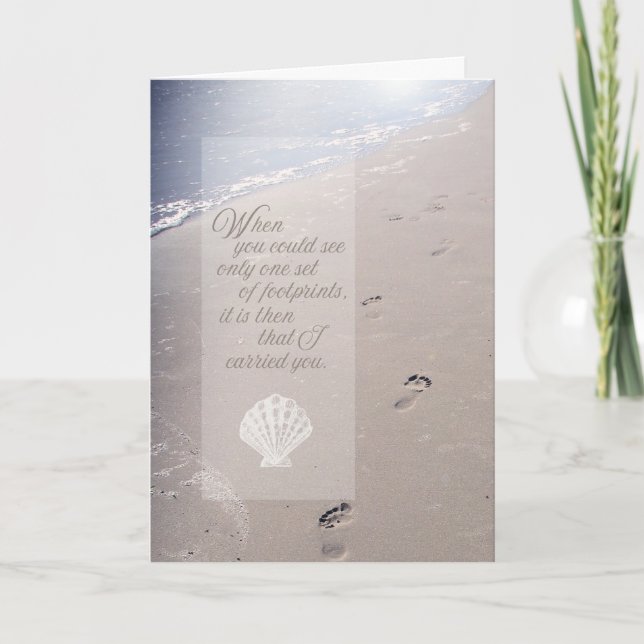 Sympathy | Beach Footprints | Scallop Seashell Card (Front)