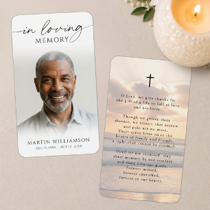Sympathy Beach Sunset Cross Photo Prayer Card