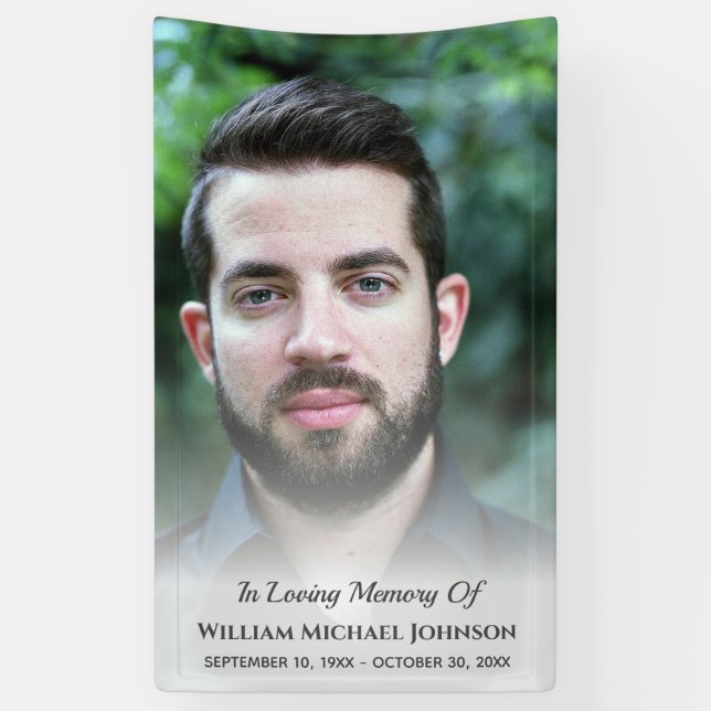 Sympathy Bereavement Funeral Memorial Custom Photo Banner (Vertical)