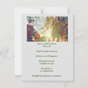 Sympathy bereavement poem for loved thank you card