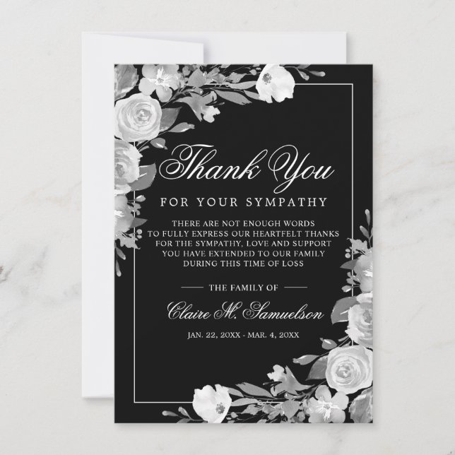 Sympathy Bereavement Watercolor Floral Funeral Thank You Card (Front)