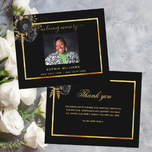 Sympathy black gold floral budget thank you photo