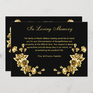 Sympathy black gold floral budget thank you photo