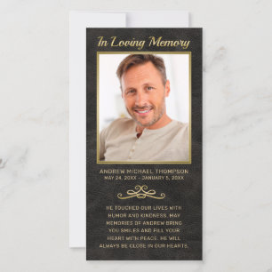 Sympathy Black Leather Gold Photo Funeral Prayer