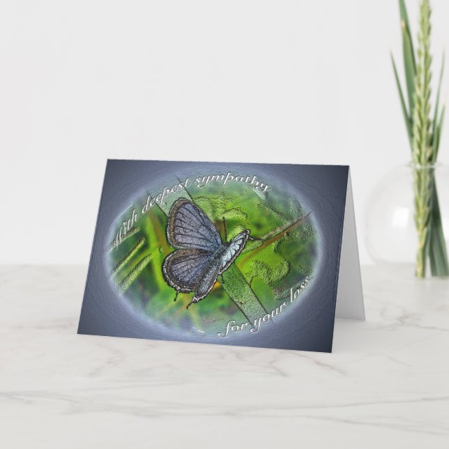 Sympathy Blue Butterfly Holiday Card (Front)