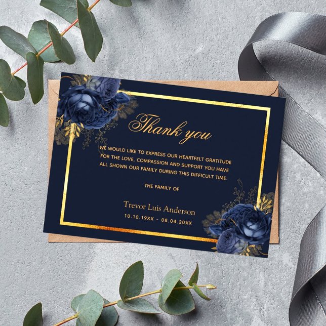 Sympathy blue gold floral simple (Creator Uploaded)