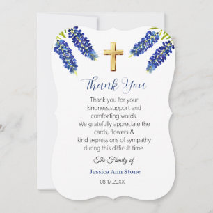 Sympathy Bluebonnets Funeral Cross Thank you  Invitation