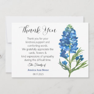 Sympathy Bluebonnets Funeral Death Thank you  Invitation