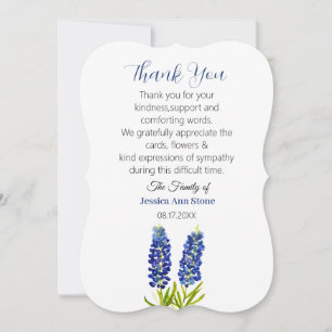 Sympathy Bluebonnets Funeral Death Thank you  Invitation