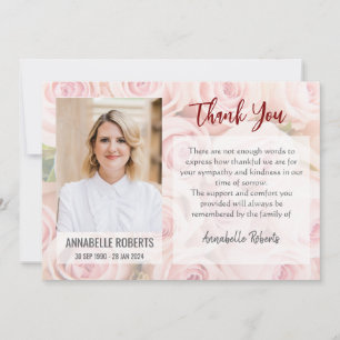 Sympathy Bouquet of Soft Pink Roses Photo Funeral  Thank You Card