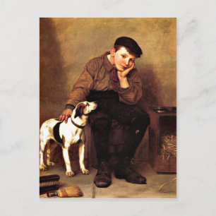 Sympathy - Boy and His Dog Postcard