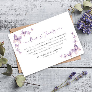 Sympathy Butterflies Funeral Thank You Card