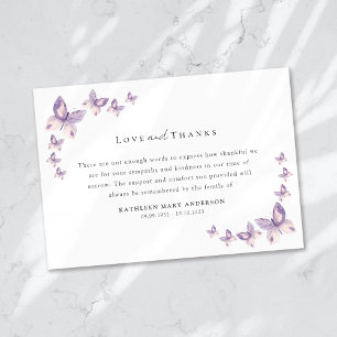 Sympathy Butterflies Funeral Thank You Card