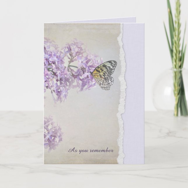 sympathy butterfly on Lilac with torn edge border Card (Front)