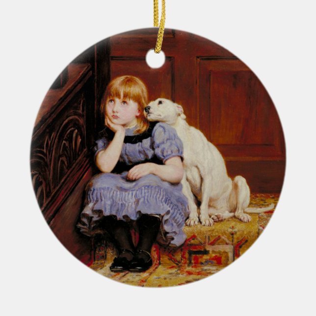 Sympathy (by Briton Riviere) Ceramic Tree Decoration (Front)