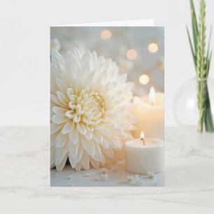Sympathy Candle and White Chrysanthemum  Card