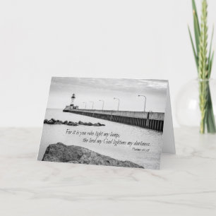 Sympathy card - bible verse on lighthouse photo