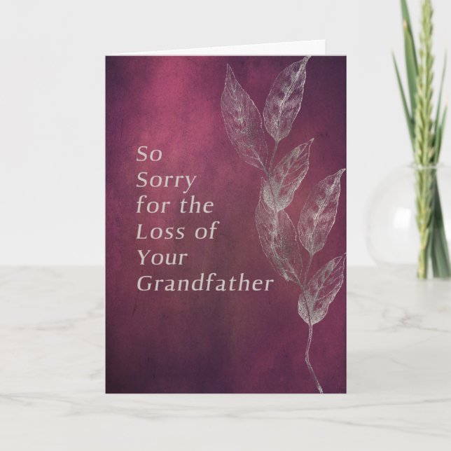 Sympathy Card for Grandfather in Cranberry (Front)