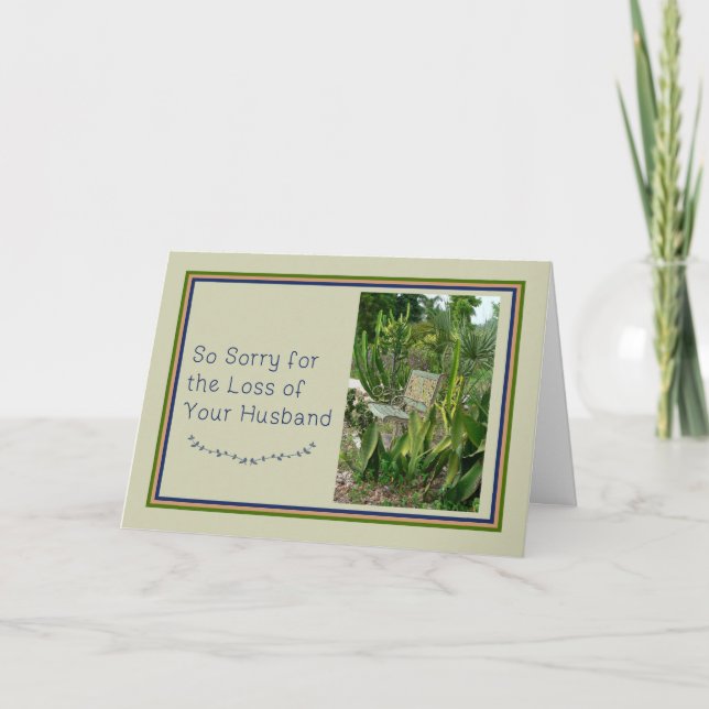 Sympathy Card for Husband with Bench and Plants (Front)
