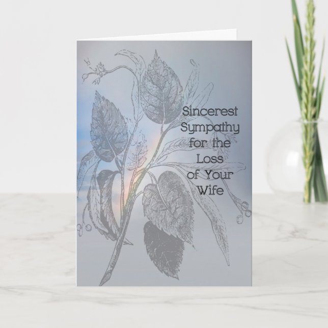 Sympathy Card for Wife with Illustrated Leaves (Front)