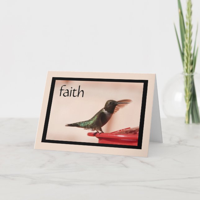Sympathy Card: Hummingbird w verse on Faith Card (Front)