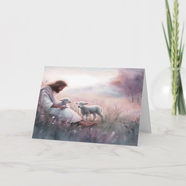 Sympathy Card Lord Jesus and lambs (Front)