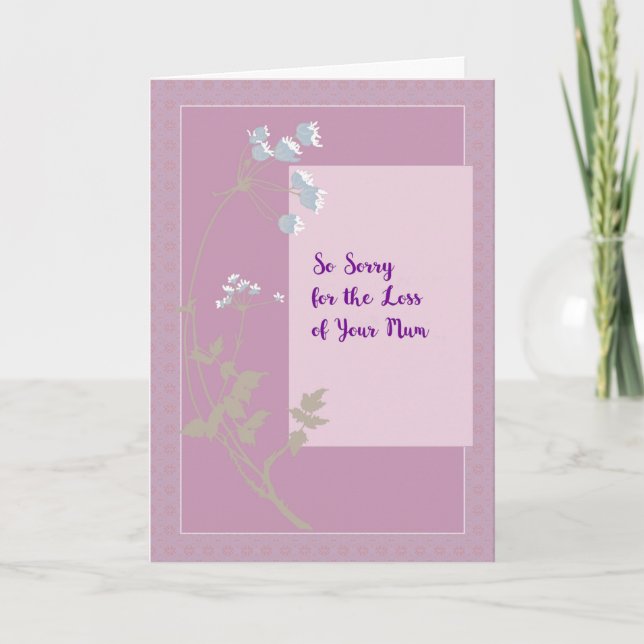 Sympathy Card Loss of Mum Lavender with Flowers (Front)