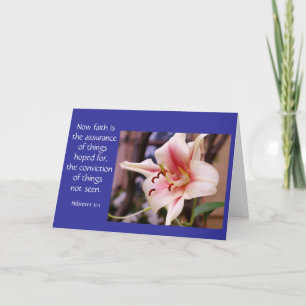 Sympathy Card Pink Lily Bloom Bible verse on faith