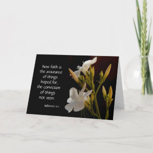 Sympathy Card, White Flowers, Bible verse on faith Card