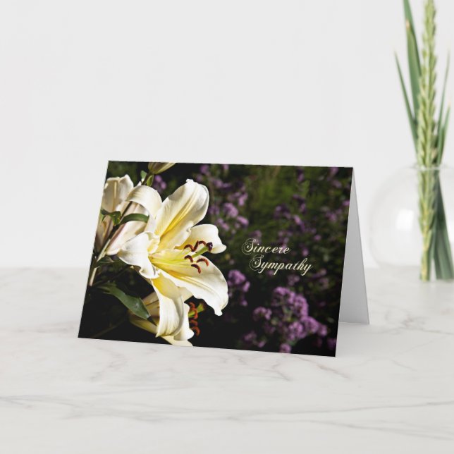 Sympathy card with a white lily (Front)