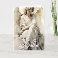 Sympathy Card with Angel Thinking of You Beige