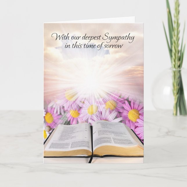 Sympathy card with flowers and study bible (Front)