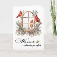 Sympathy Cardinal Birds in Winter Window