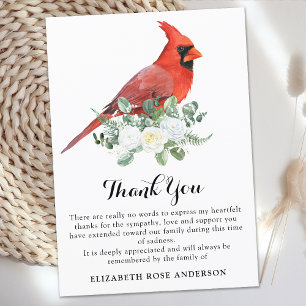 Sympathy Cardinal Watercolor Memorial Funeral  Thank You Card