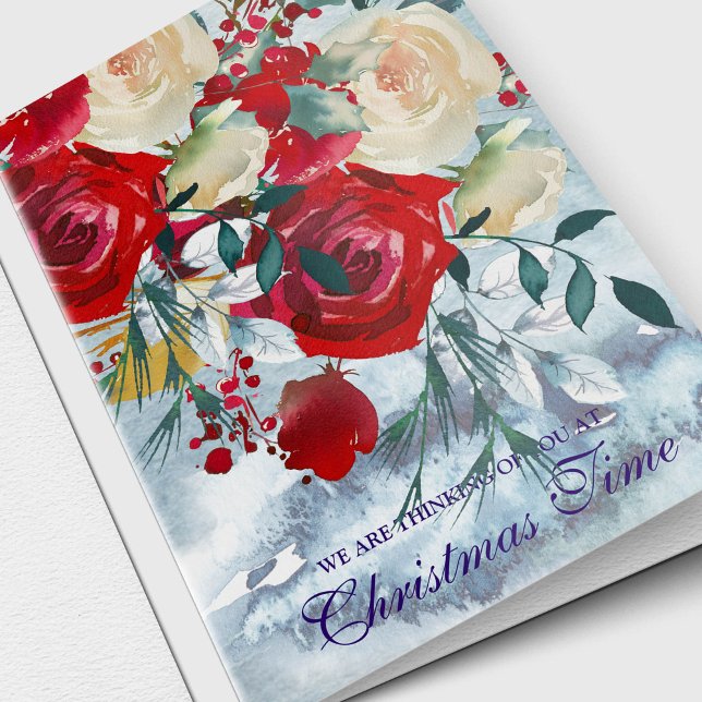 Sympathy Cards Christmas | Christmas Bouquet (Winter Floral Bouquet Remembrance Memorial Sympathy Thinking of You Christmas Card)