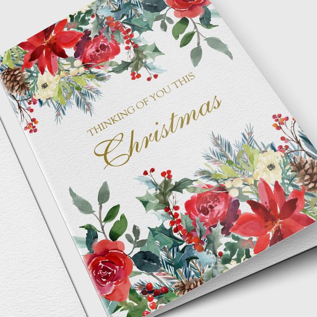 Sympathy Cards Christmas | Christmas Florals (Christmas Florals Memorial Remembrance Sympathy Thinking of You Cards)