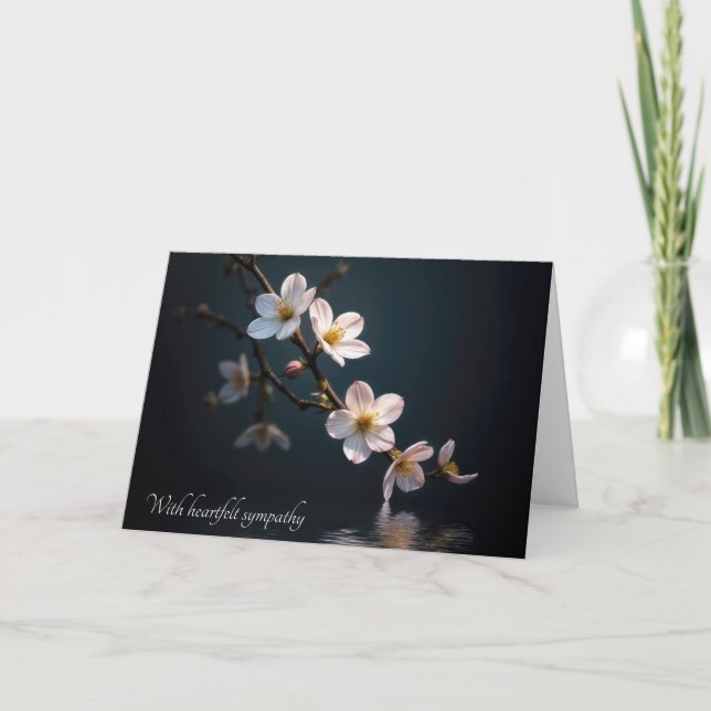 Sympathy Cherry Blossoms Over Water Card (Front)
