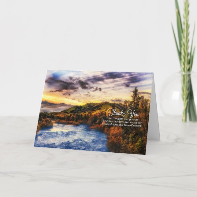 Sympathy Condolences River Scene Blank Thank You Card (Front)