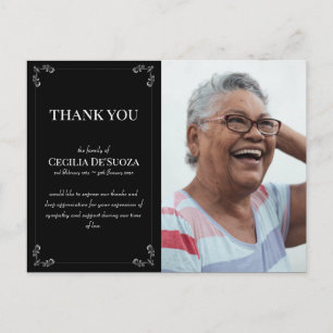 Sympathy Custom Photo Funeral Thank You Black Postcard