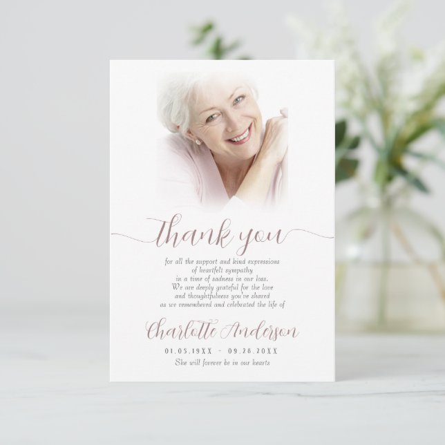 Sympathy Custom Photo Funeral  Thank You Card (Standing Front)