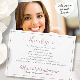 Sympathy Custom Photo Funeral  Thank You Card