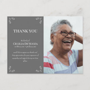 Sympathy Custom Photo Funeral Thank You Grey Postcard