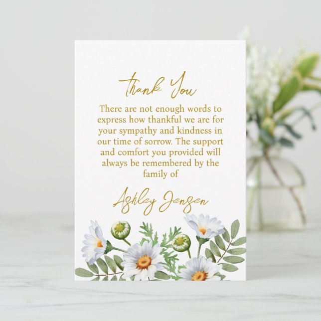 Sympathy Daisy Thank You Card (Standing Front)